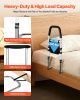 Bed Rail for Elderly, Bedside Assist Rails with PU Handrail, Adjustable Height Pipe Bedside Cane